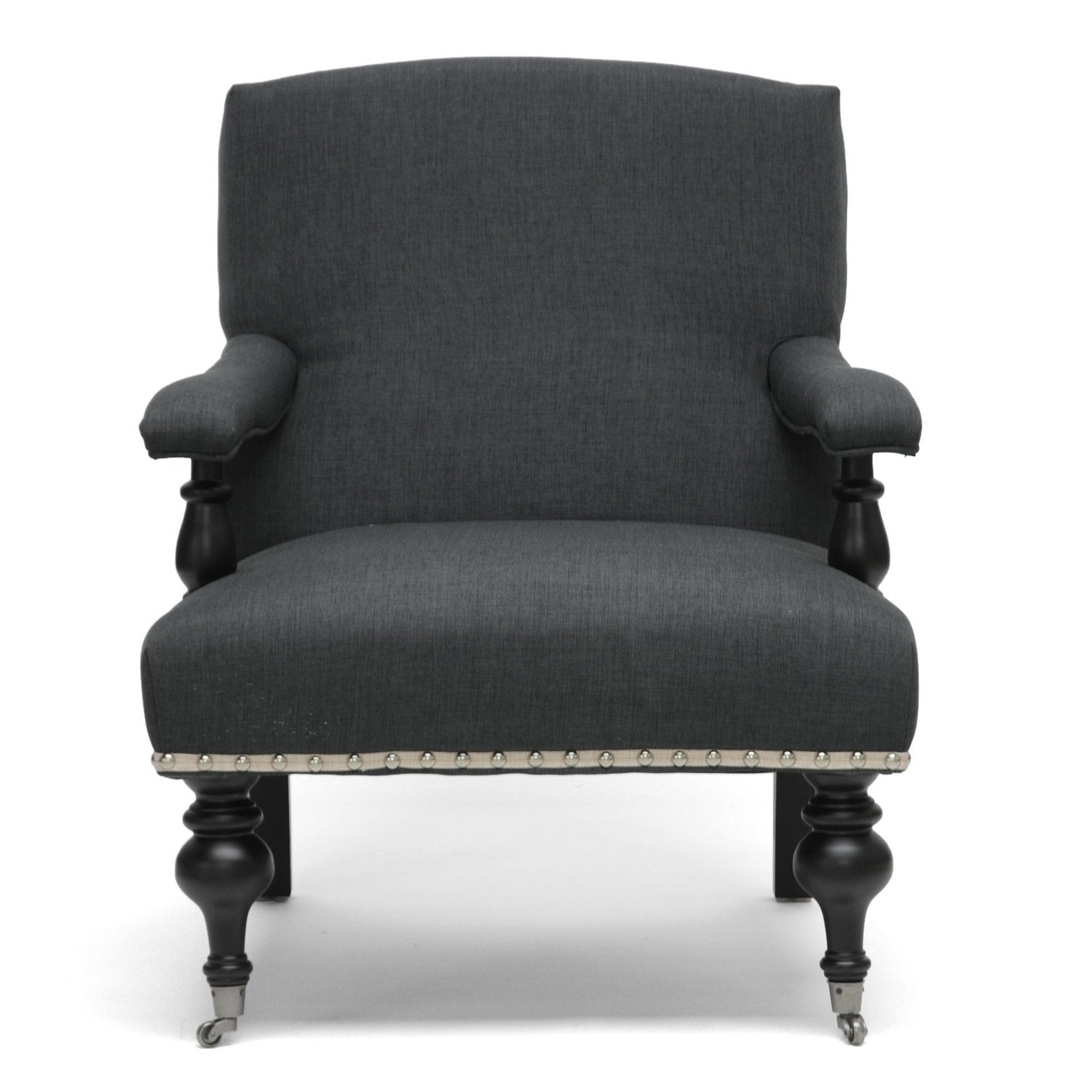 Baxton Studio Galway Linen Arm Chair, Gray